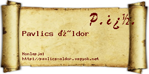 Pavlics Áldor névjegykártya